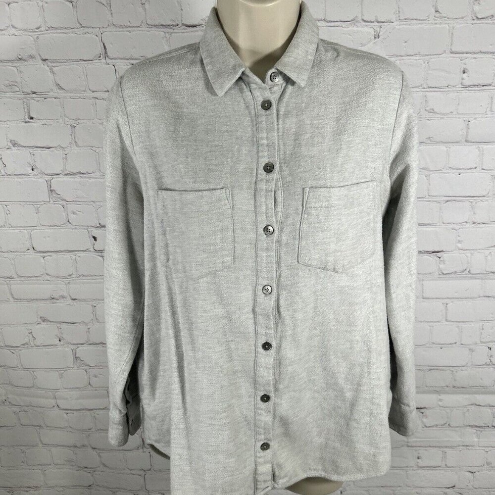 Madewell Flannel Sunday Shirt Gray Long Sleeve Button Up 2 Pockets On Sides XXS